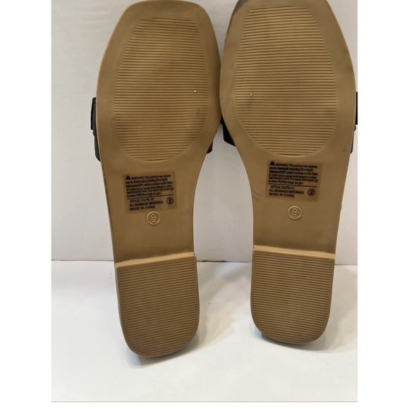 Weeboo Women's 9 Slip On Sandals Black Rhinestone Rose Gold Buckle - Picture 6 of 6